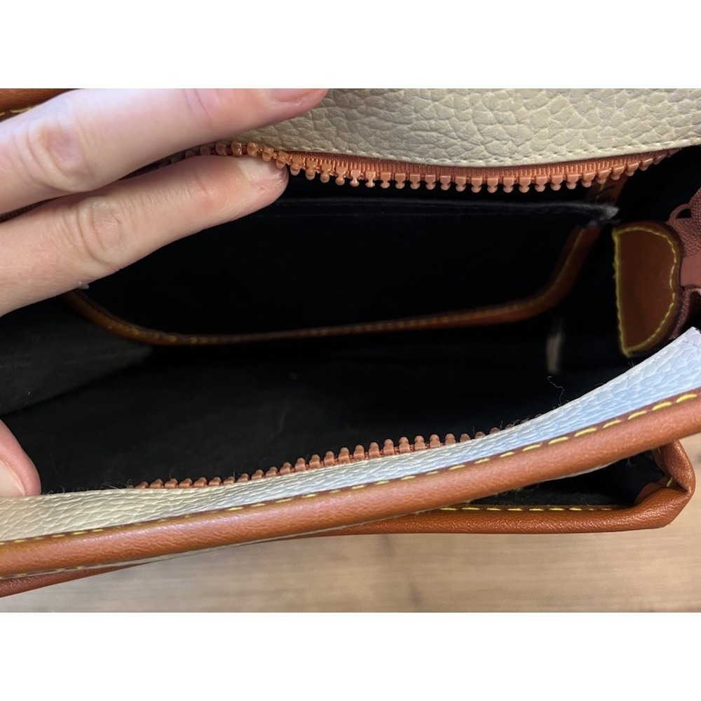 Dooney & Bourke Cream and Brown Leather Crossbody Bag - Picture 6 of 16